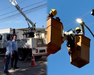 Luta do seu mandato, Jean Carlos acompanha serviço de ampliação das lâmpadas de LED no bairro Maracanã